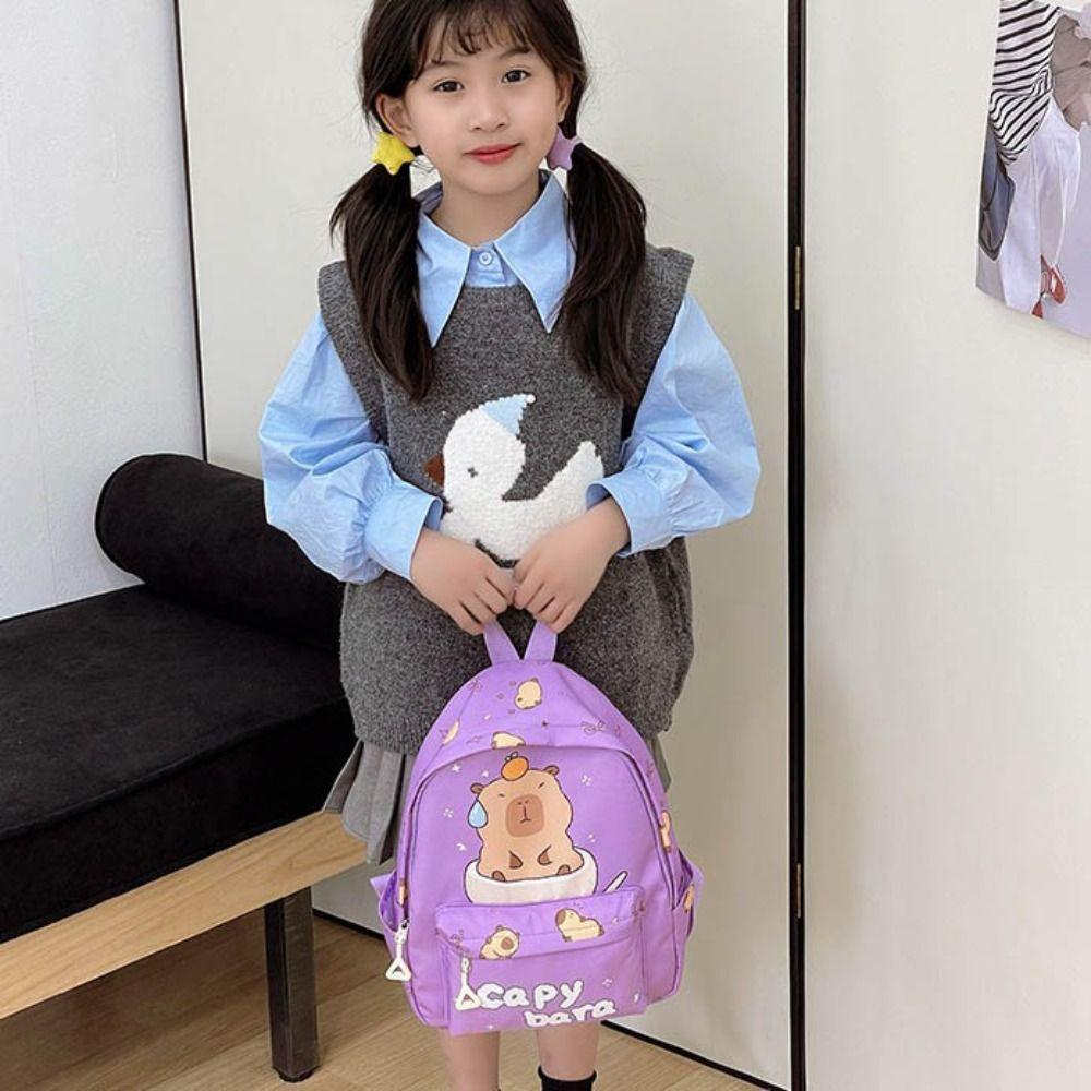 Large Capacity Children's Backpack Lightweight Cartoon Animal Book Bag Capybara Schoolbag Gifts