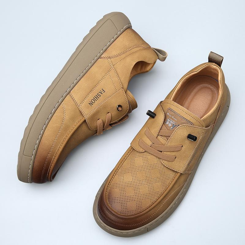 Fashion New Autumn Fashion Business Casual Shoes for Men Solid Color Cow Leather Loafers Male Soft Sole Lace Designer Shoes Man