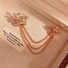 Rhinestone Men Brooch Cross Suit Collar Pin Delicate Crown Tassel Brooch  Ceremony Banquet