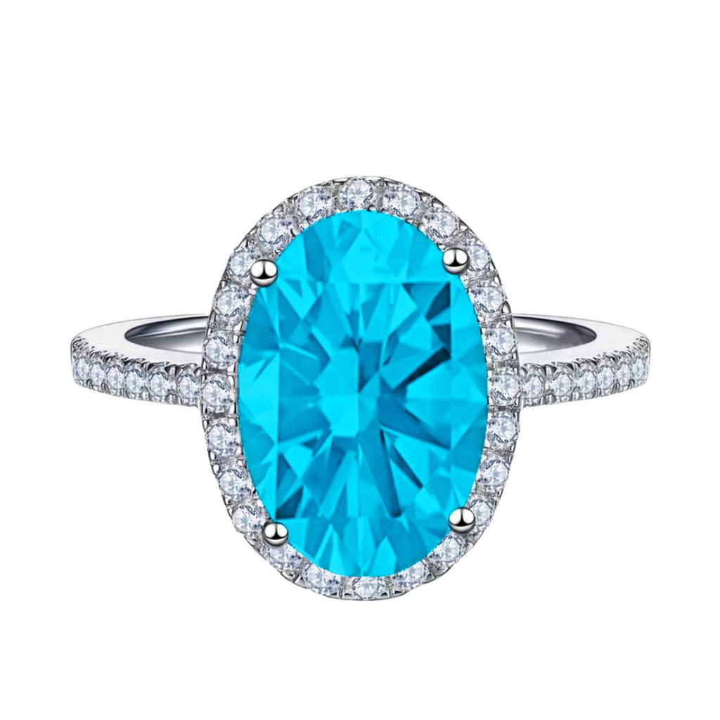 2026 Micro Inlaid Egg Shaped Diamond Colored Pink Zircon Ring with Temperament and Large Egg Shaped Diamond Ring for Women