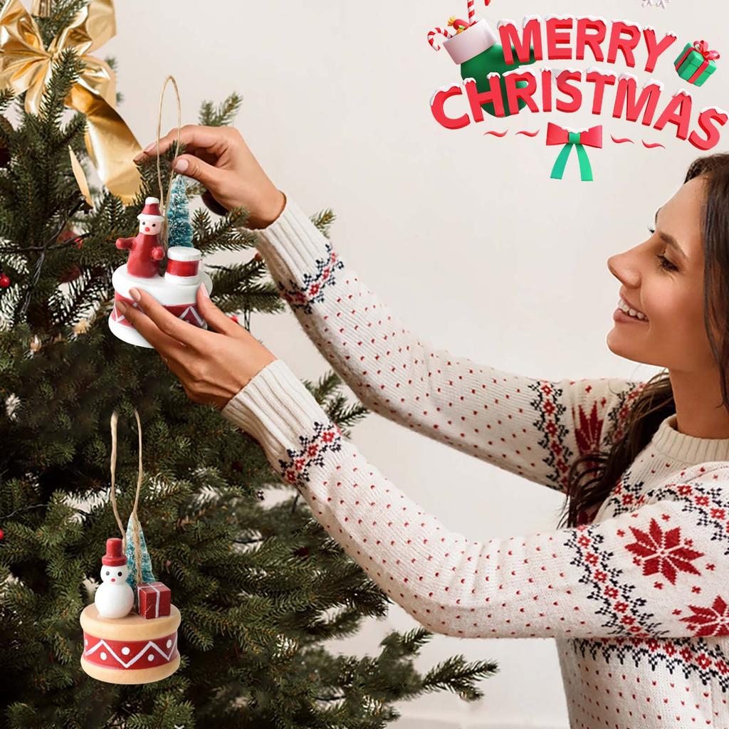 Three-dimensional Christmas Decoration Resin Snowman Drum Christmas Tree Decoration Pendant