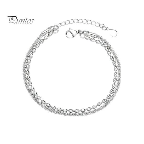 

Женский браслет двухслойный регулируемой длины с удлиненной цепочкой с выемкой из медной цепочки в подарок, подчеркивающий элегантность, повседневная одежда, ювелирные изделия 1pc