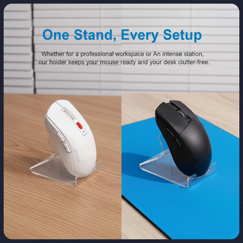 Acrylic Mouse Stand Transparent Storage Holder for Desk Display Rack Fits All Mouse Types Perfect for Home School Office Workspace