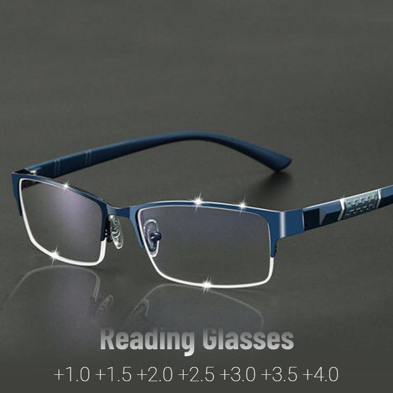 Lunettes de lecture en métal Anti-lumière bleue, pour hypermétropie, pour hommes d'affaires, dioptrie 0 + 1.0 + 1.5 + 2.0 + 2.5 + 3.0 + 3.5 + 4.0