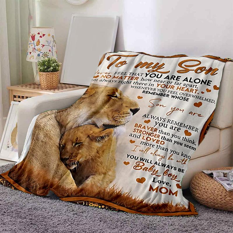 1pc Lioness and Cub Love Blanket Home Decor, Throw for Couch, Outdoor Blanket .W097