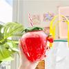Summer Cute Strawberry Straw Water Bottle Cartoon Food Grade PP Milk Coffee Straw Cup for Home Drinkware