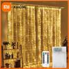 Christmas Lights Curtains for Windows Led Fairy New Year Lighting Room String Battery Powered Garland Waterfalls Decorations