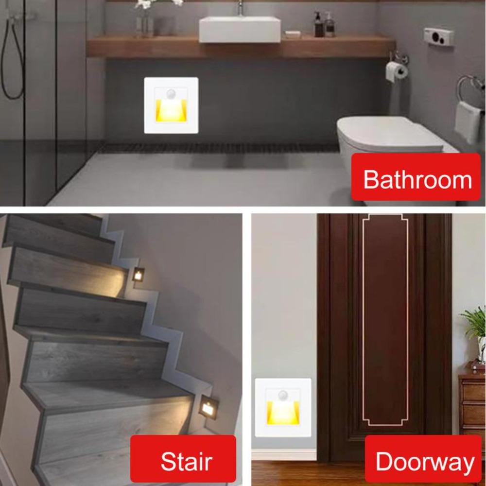 PIR Motion Sensor Wall Lamp Switch Human Body Sensor Footlights  180° Sensor Range for Porch Corridor Corner Stair Lamp