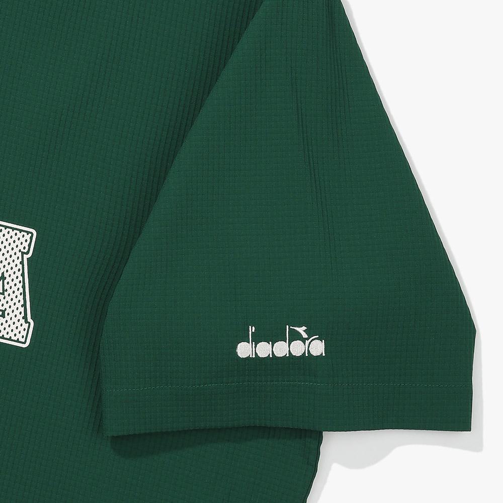diadora Seersucker Short Sleeve Piste Dark Green
