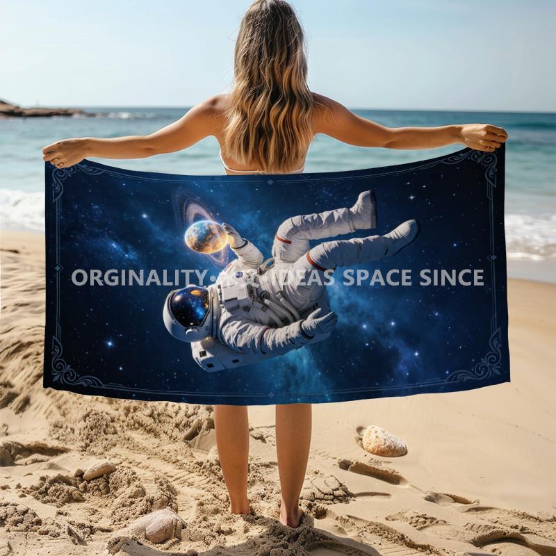 Space Astronaut Galaxy Beach Towel Patterned Sunscreen And Windproof Suitable For Swimming Pool Camping Travel Blanket