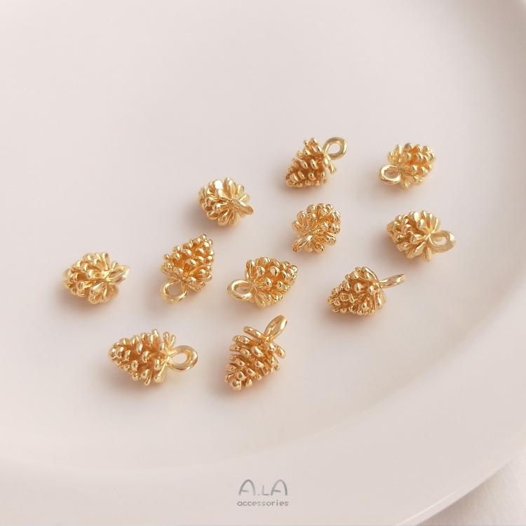 Gold-Filled Pine Cone Pendant: Handmade Crystal & Pearl Bracelet Accessory