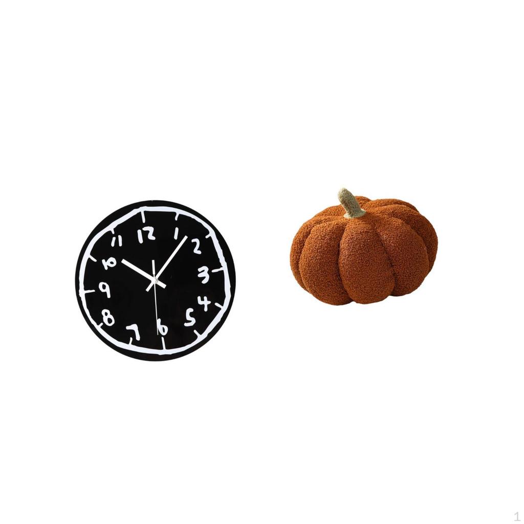 Acrylic Pumpkin Wall Clock Ornament Modern Silent Minimalist Art Decorative Cushion for Indoor