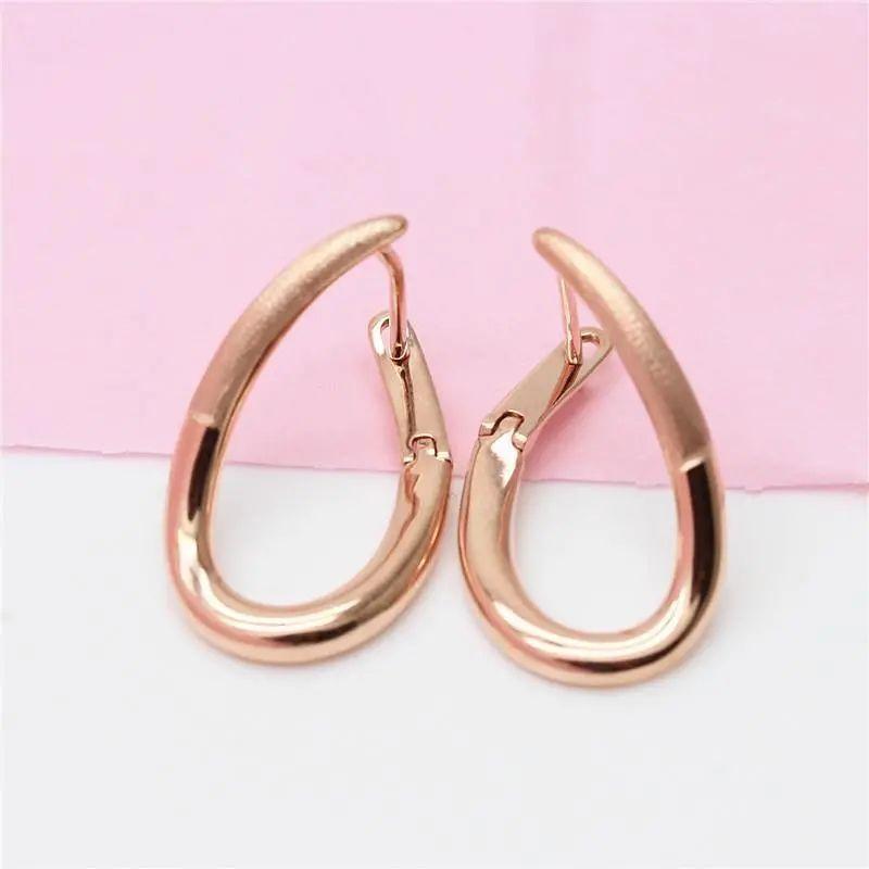 Exquisite Russian 585 Purple Gold U-Shaped Earrings, Simple And Fashionable, Personalized And Trendy Design, Rose Gold-Plated Earrings.