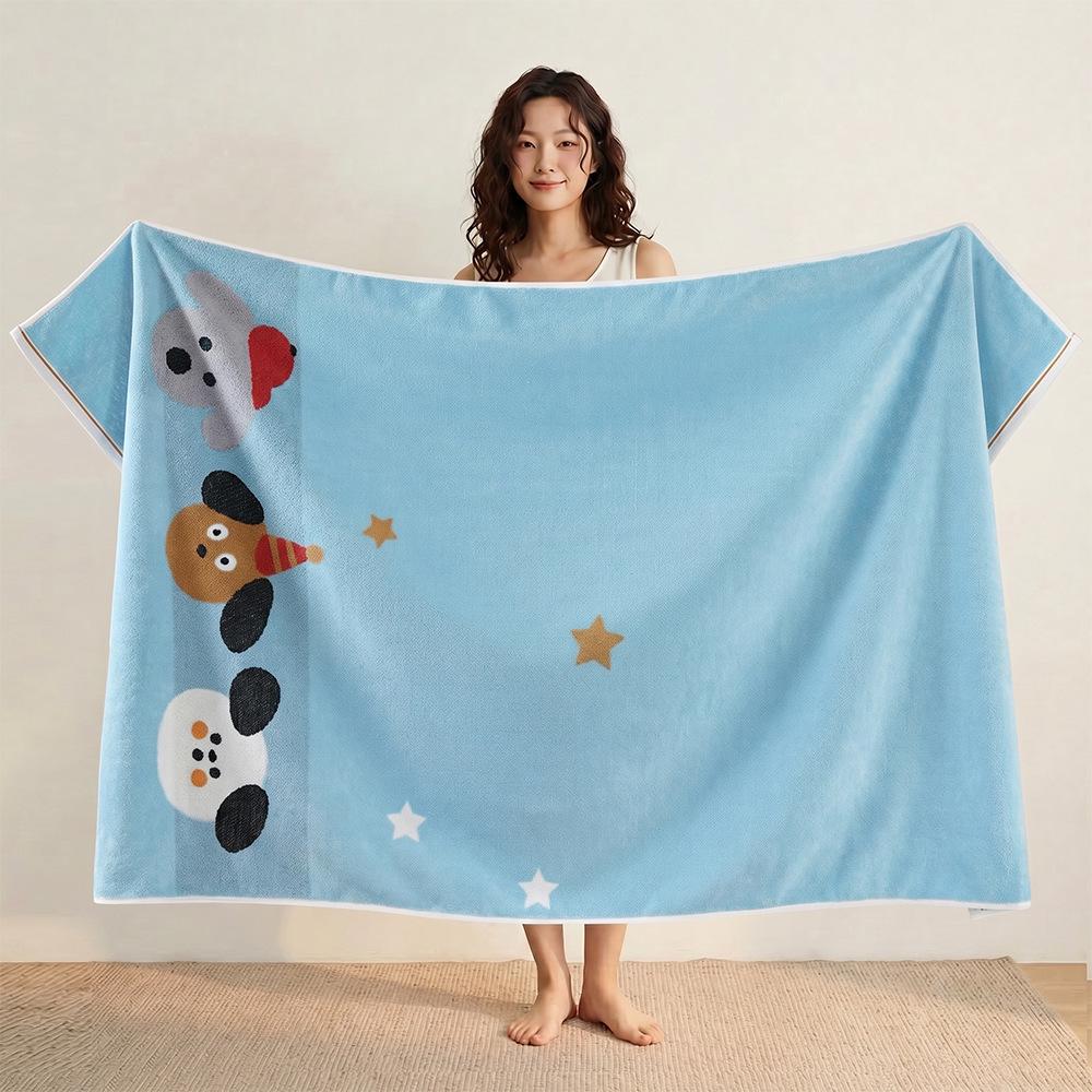 Large Grade A Yarn-Dyed Jacquard Cotton Bath Towel - Thick, Absorbent, Adult Style