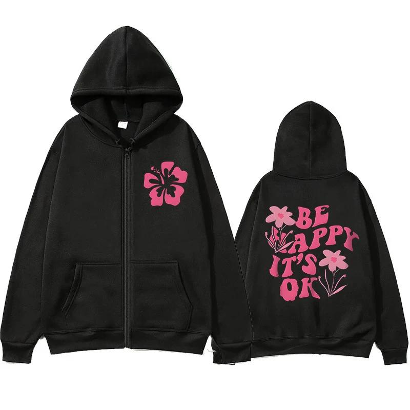 Hip Hop Street Casual Red Lips and Diamond Print Female Zip Hoodies Fashion Hoodie New Sweatshirts Autumn Warm Fleece Clothing