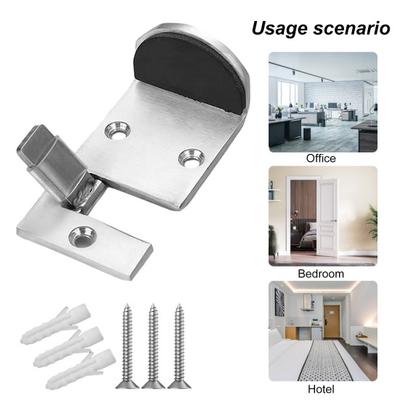 Stainless Steel Door Stopper Wall Protector Heavy Duty Metal Adhesive No Drilling Windproof Anti-collision Carpet Tile Concrete Wooden Floor