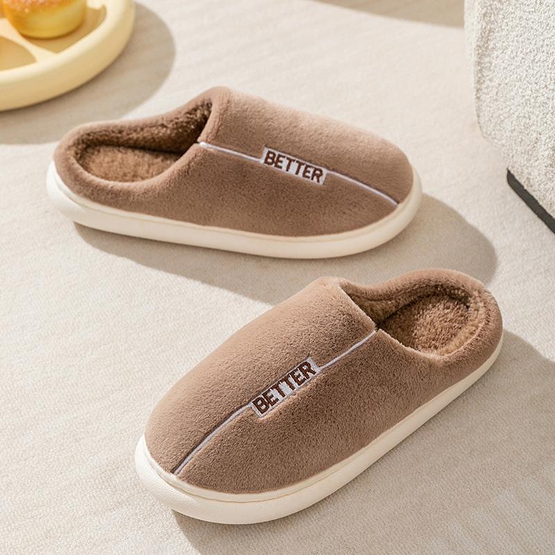 

Winter cotton slippers female couple indoor and outdoor wear thick-soled non-slip bag head warm confinement shoes plush shoes shoe size 44-45 recommended 43-44 feet кофейный