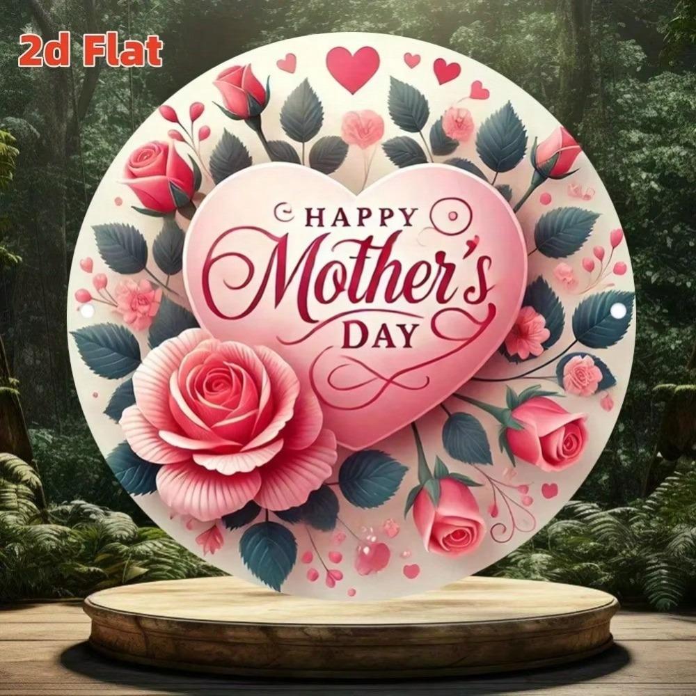Vintage Metal Round Floral Wall Art Sign for Home Decor Birthday Gift