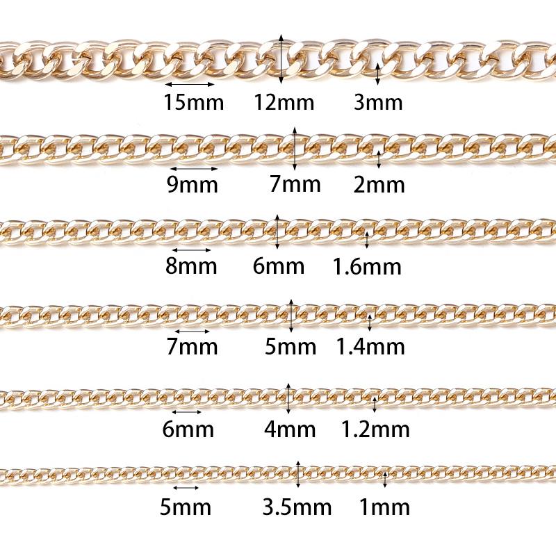 5 Yards/Rolle Metall-Aluminium O-förmige Ketten Gold Silber Farbe Verdrehte Kette für DIY Schmuckherstellung Kleidung Tasche Zubehör Zubehör