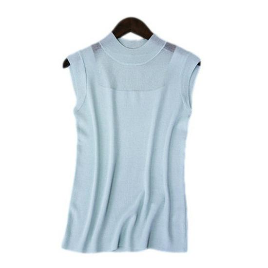 Women's Sleeveless Ice Silk Knitted Camisole - Versatile Summer Top