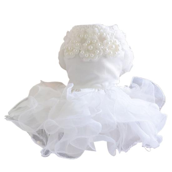 

Свадебное платье для питомца, эффектное, износостойкое, полиэстер, плюшевая собака, кружевное, свадебное M белый