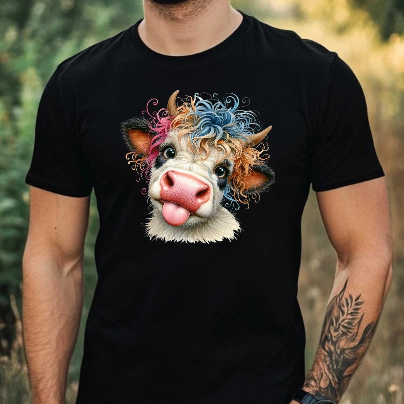 T-Shirt Herren Lustige Kuh Motiv Baumwolle Größe XS bis 5XL L
