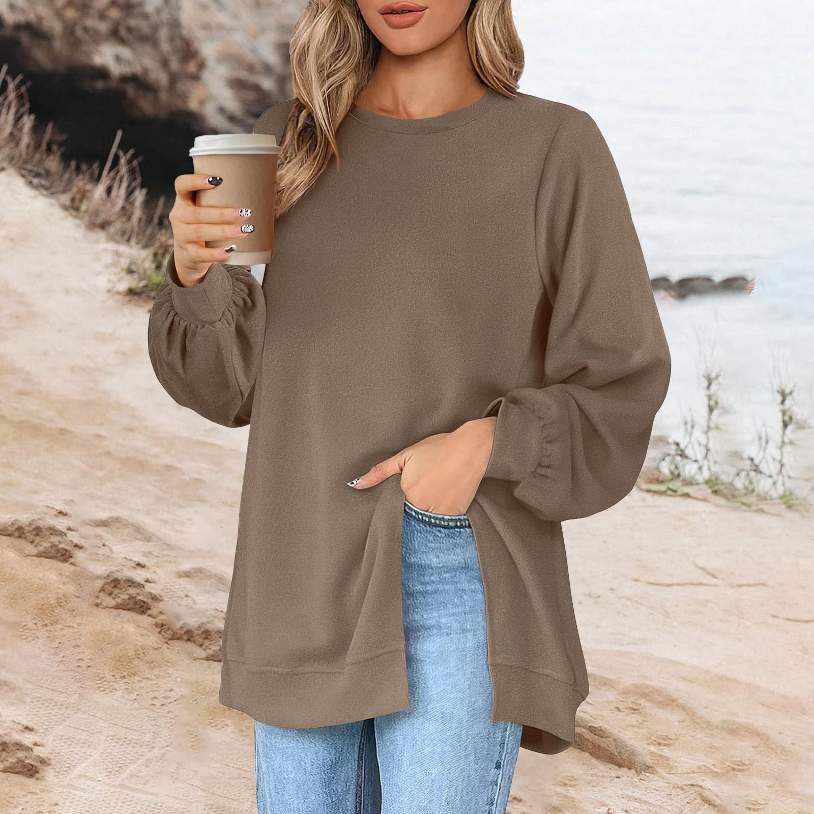 

Женская модная футболка с квадратным вырезом и пуговицами, свободный однотонный топ с длинным рукавом XL