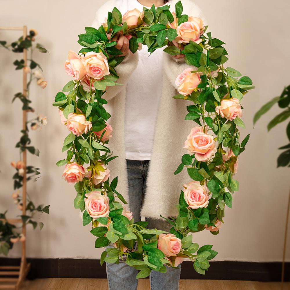 Artificial Rose Vine Wall Decor for Air Conditioner Pipes