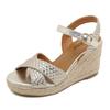Fashion 2024 Fashion Versatile Sandals Women Large Size Slope Heel Beach Shoes Thick Bottom High Heel Open Toe Roman Shoes Zapatos Mujer