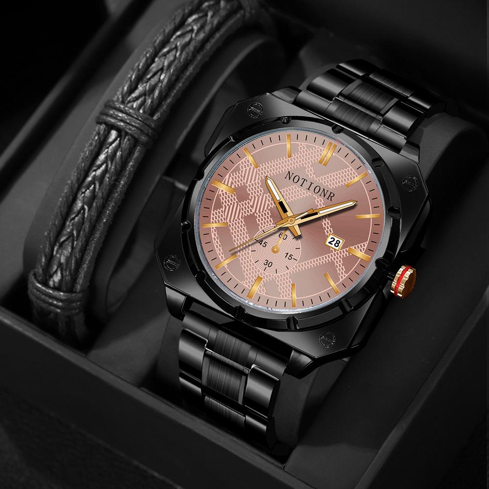Men's Fashion Watch Square Watch Stainless Steel Quartz Watch Business Watch Simple watch Calendar Watch