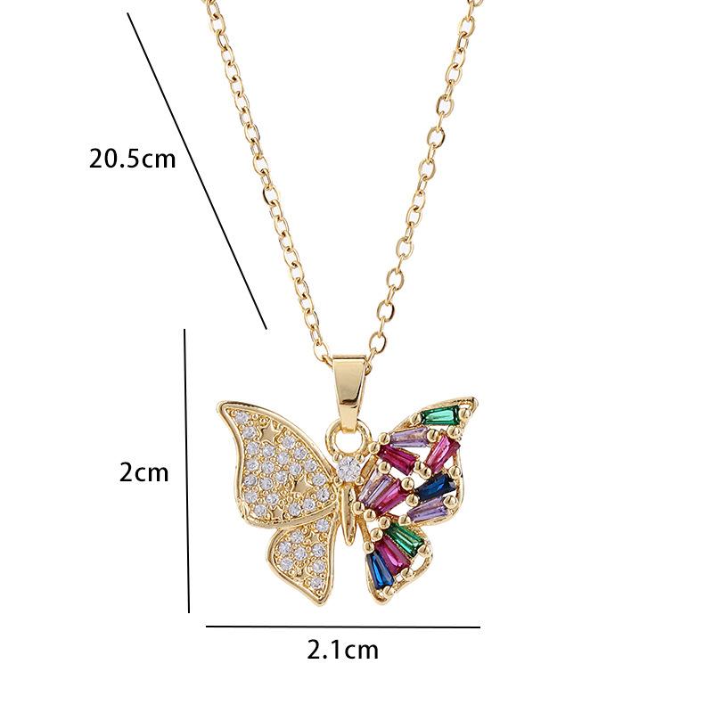 Collier Pendentif Papillon Zircon Cristal pour Femmes Bijoux Cadeau Couple