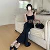 Black lace fishbone splicing high-end hip skirt slim and thin temperament dress sleeveless suspender skirt women
