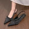 Summer bag head kitten heel high heels stiletto bridesmaid shoes sandals temperament women's fashion bow empty single shoes women
