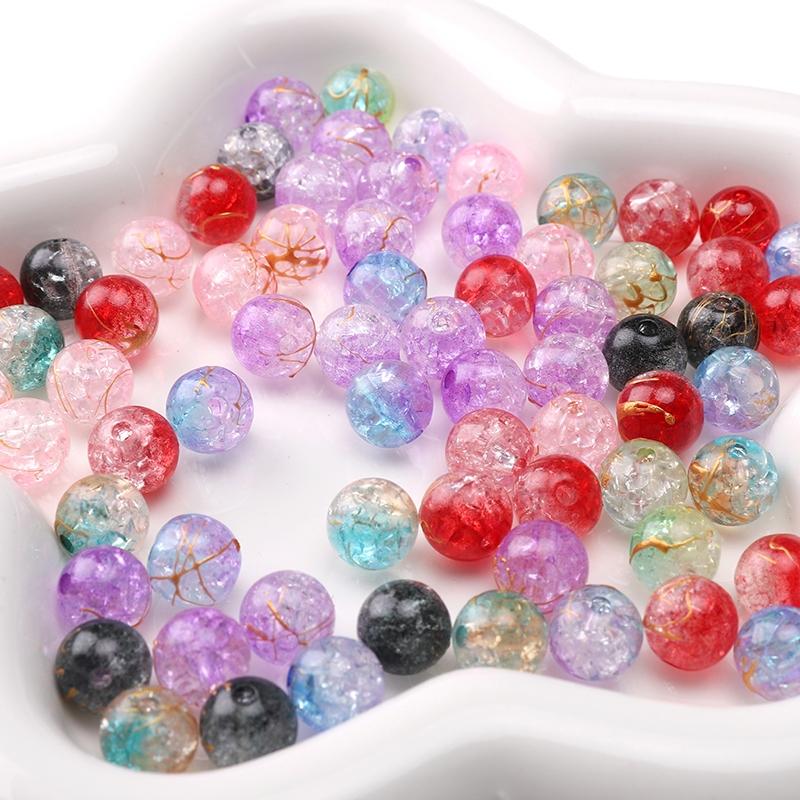 8mm/10mm Cracked Patterned Beads Irregular Color Acrylic Beads For DIY Jewelry Making