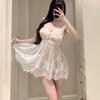 Erotic Underwear, Sexy Pure Desire Lace Nightgown, Steel Ring Gathering, See-through Open Crotch Uniform, Seductive Pajamas 1145