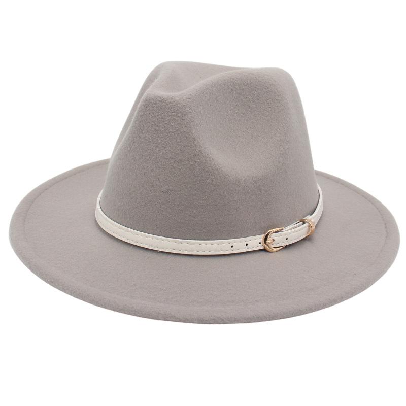 Big Brim Top Hat Women'S Coat With Hat Felt Hat Solid Color Cashmere Jazz Hat