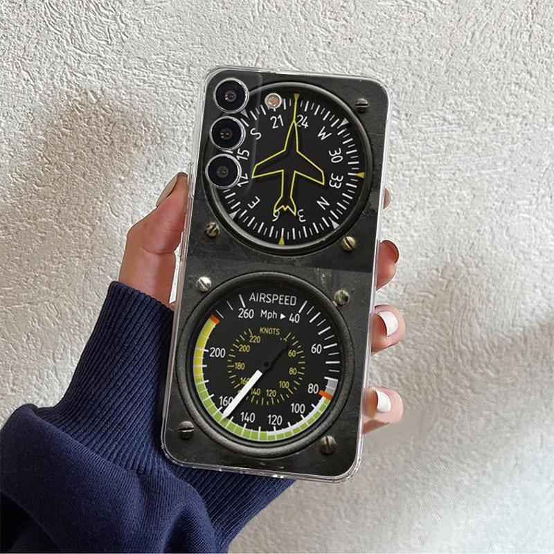 Clear Case For Samsung Galaxy S22 S20 FE S21 S23 Plus Note 20 10 Phone Shell Aviation Aeroplane Helicopter Cockpit Instrument