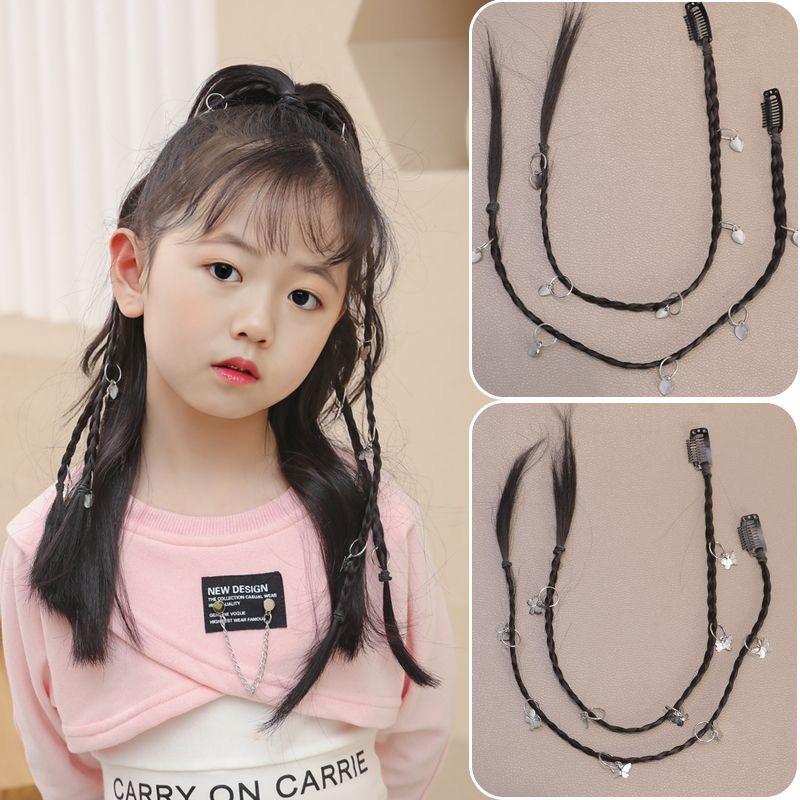 Children's Hair Accessories Wigs Twisted Braids Girls 'clips Imitation Boxing Ponytail Fake Headwear