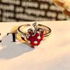 Niche Premium Stack‑Wear Open Ring Vibrant Sweet Girly Fruit Enamel Drop‑Glaze Strawberry Zircon Adjustable Fashion Jewelry