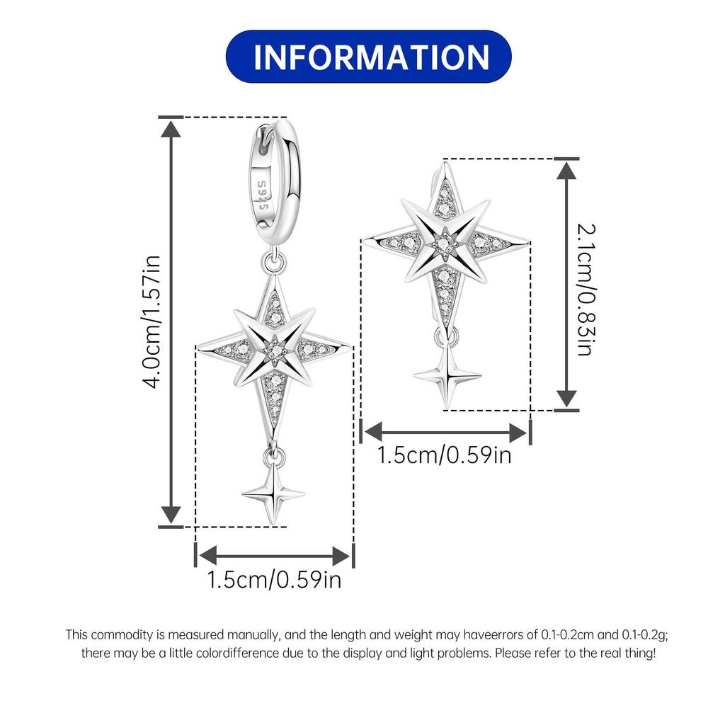 Orstarry 925 Silver Asymmetric Starry Earrings Original Jewelry Drop Earrings Women Jewelry Party Anniversary Gifts