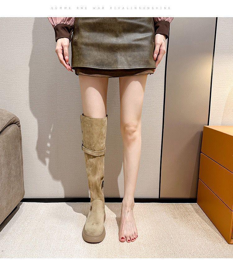 Women's Plus Size Over-the-Knee Slimming Knight Boots - Thick-Soled, Large Calf, Autumn/Winter