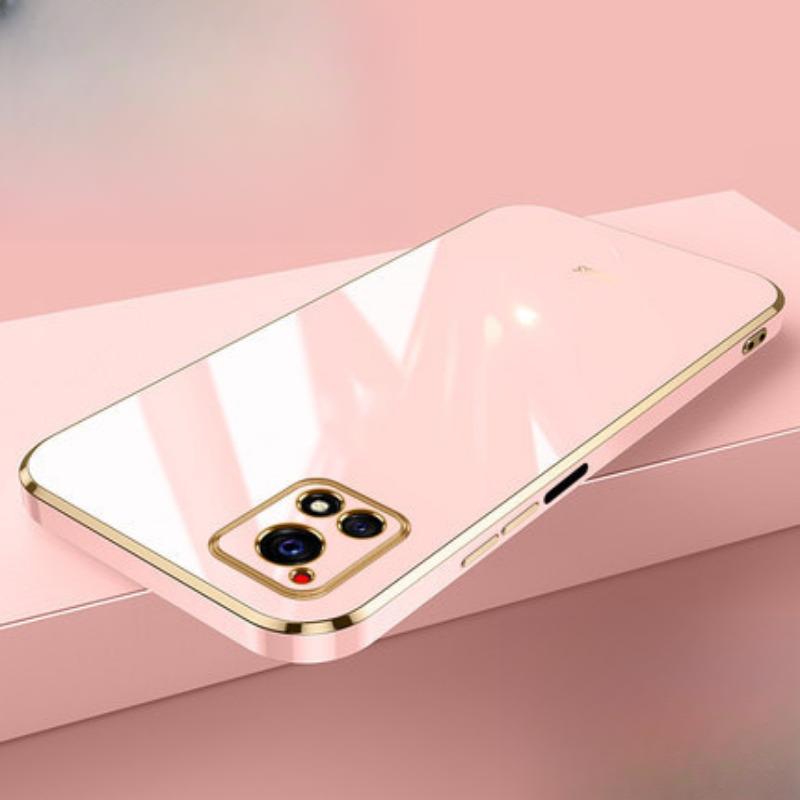 

Подходит для Vivo X100P Гальванизированный чехол для телефона с прямым краем 6D Точное отверстие X80PRO+ Защитный чехол ТПУ Мягкий Y76S Ударопрочный S15E розовый