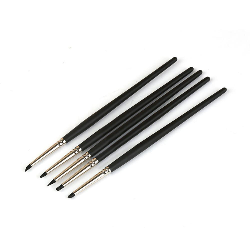 Borrence 5Pcs Rubber Silicone Tip Paint Brushes for Watercolor Oil Painting Shaping Carving Tool Sculpture Polymer Clay Tools