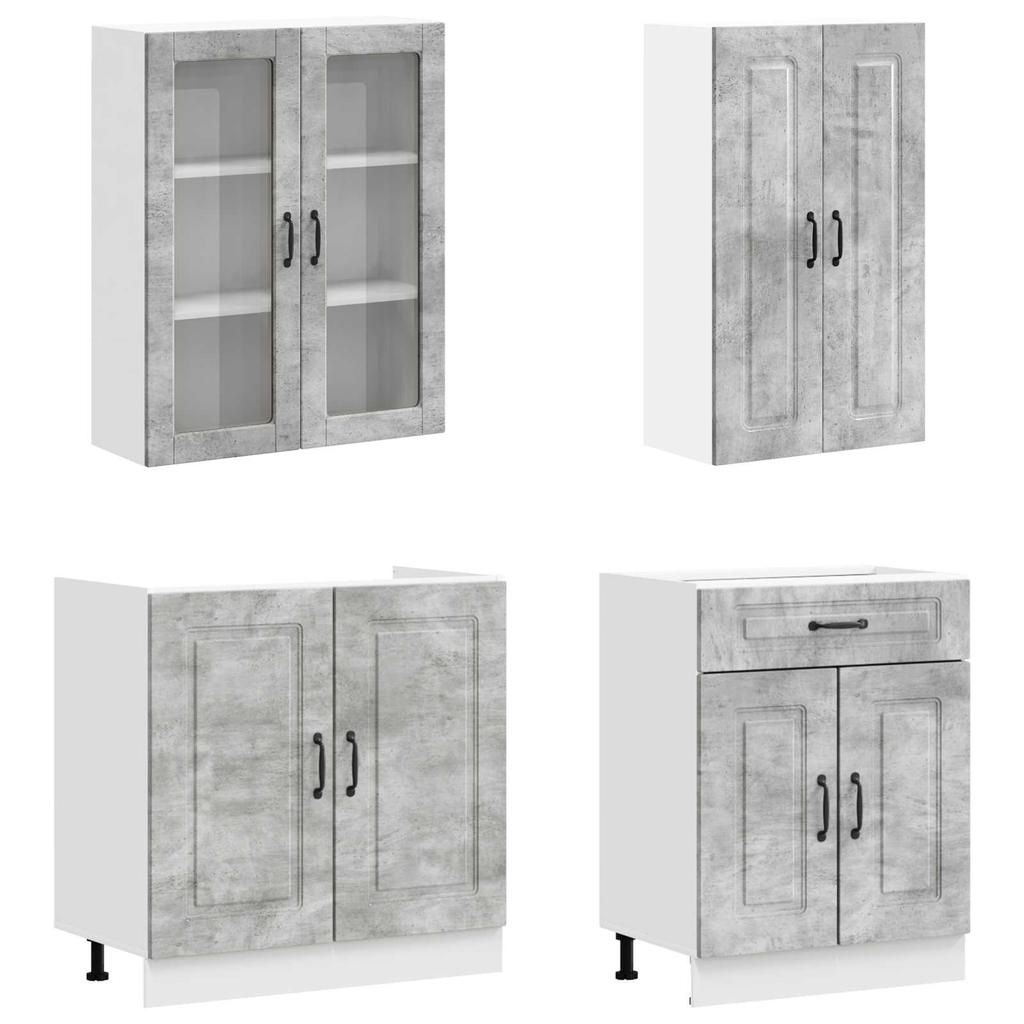 Kitchen Unit KALMAR 4 Pcs Concrete Grey Engineered Wood