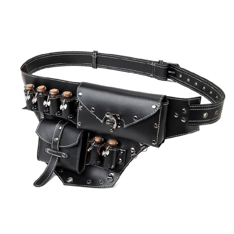 

Medieval Renaissances PU Leather Belt Bag with Cork Potion Vials Alchemist Wizard Waist Pouch Pack for Festivals Cosplay 1
