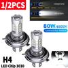 1/2pcs Super Bright H4 LED Headlight Bulb 6000-6500K High Low Beam LED Fog Lamp 4000LM 80W 12V Waterproof Auto Headlight