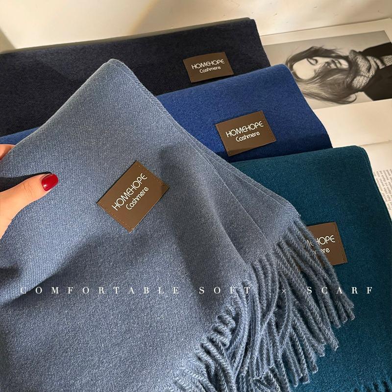 Women S Thick Korean Style Solid Faux Cashmere Scarf Winter Shawl Couple Neck Wrap