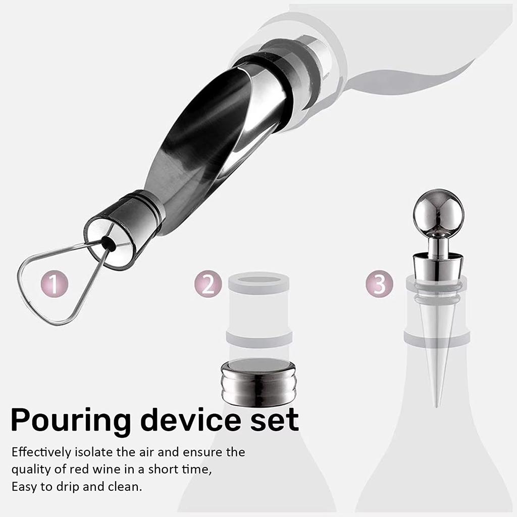 Professional Wine Opener Gift Set Stainless Steel Bottle Opener and Vacuum Stopper Wine Pourer Kitchen Accessories Bar Tool