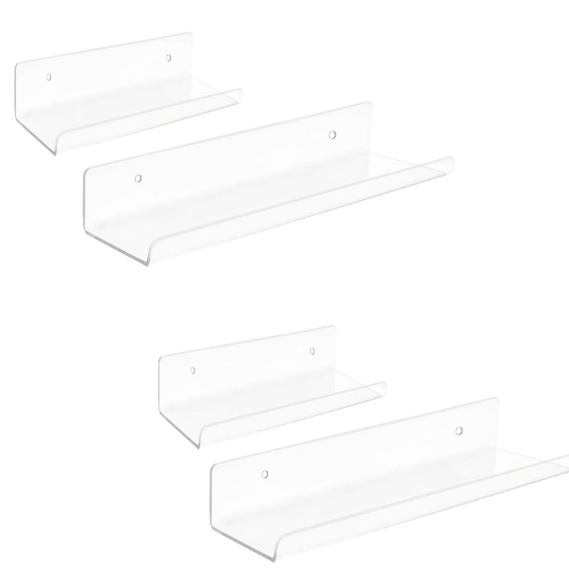 4Pcs Hanging Display Shelves for Books and Records Easy Install Photo Presentation Rack Multipurpose Floating Shelf