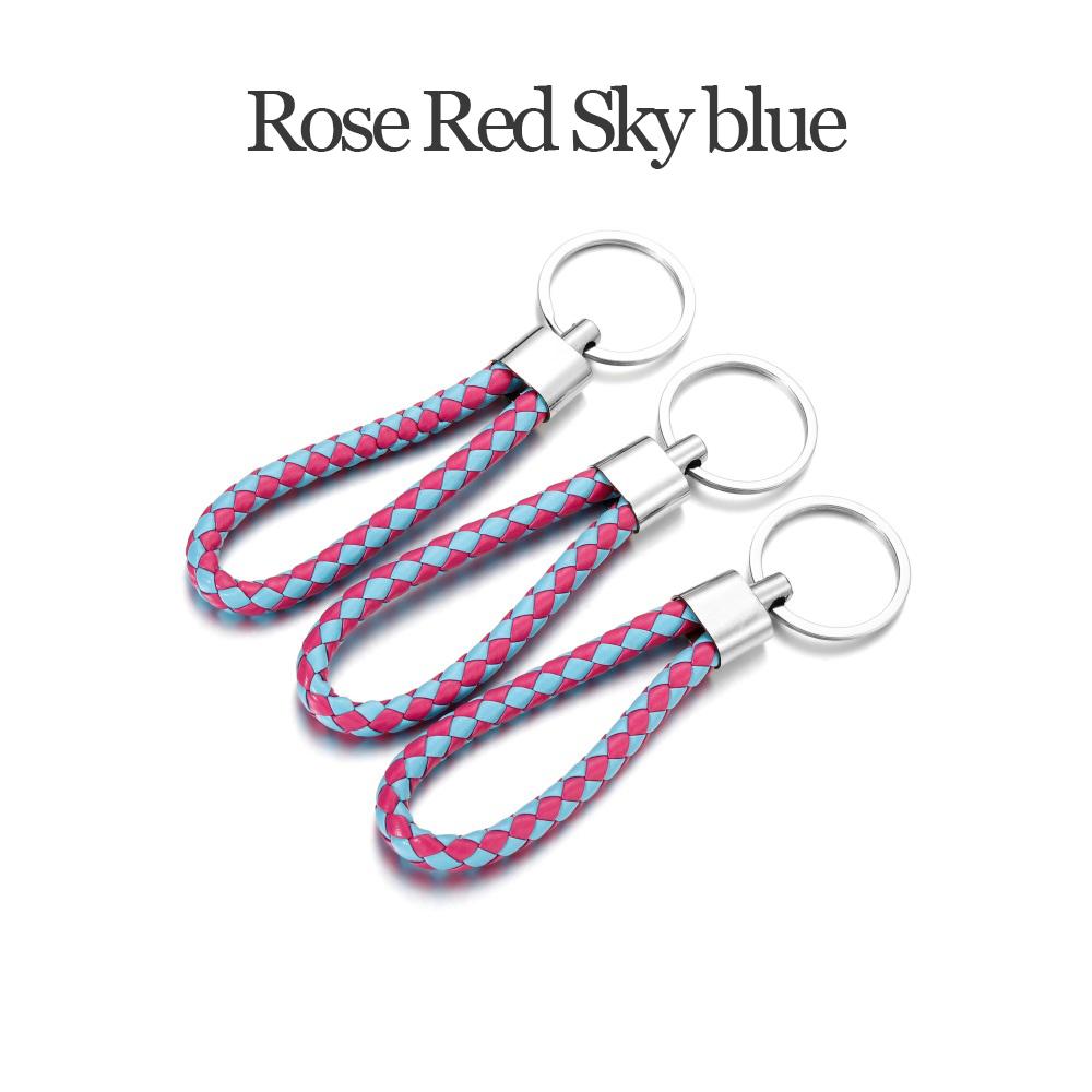 5Pcs/Pack PU Leather Braided Woven Rope Keychain DIY Bag Pendant Key Chain Holder Car Keyring Simple Multiuse Key Holder Gifts